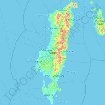 Isla Tablas topographic map, elevation, terrain