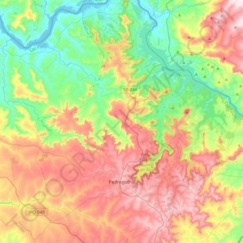 Pedregulho topographic map, elevation, terrain