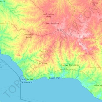 Colonia topographic map, elevation, terrain