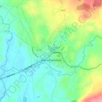 Manorhamilton topographic map, elevation, terrain