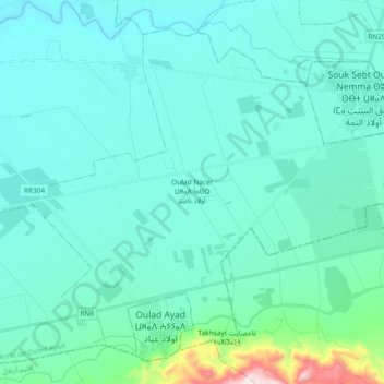 Oulad Nacer topographic map, elevation, terrain