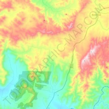Moonbi topographic map, elevation, terrain