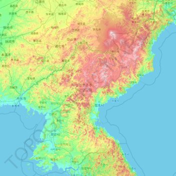 North Korea topographic map, elevation, terrain