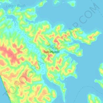 Isla Huapi topographic map, elevation, terrain