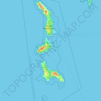 Islas Cíes topographic map, elevation, terrain