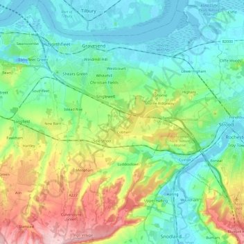 Gravesham topographic map, elevation, terrain