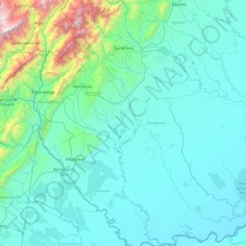 Tauramena topographic map, elevation, terrain