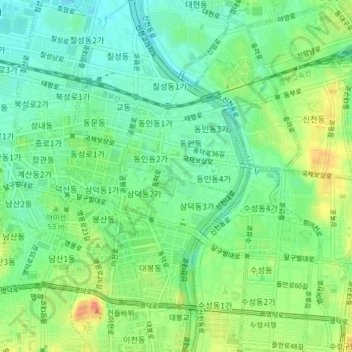 Jung-gu topographic map, elevation, terrain