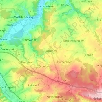 Callenberg Topographic Map, Elevation, Terrain