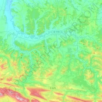 Mirepoix topographic map, elevation, terrain