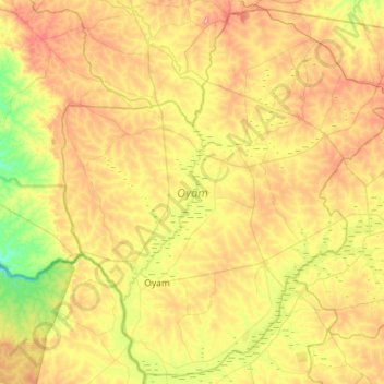 Oyam topographic map, elevation, terrain