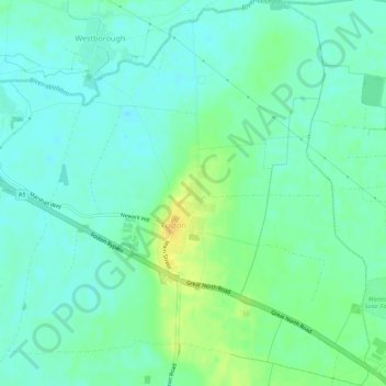 Foston topographic map, elevation, terrain