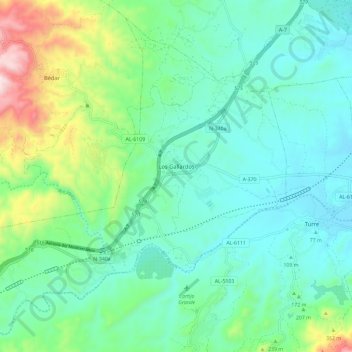 Los Gallardos topographic map, elevation, terrain