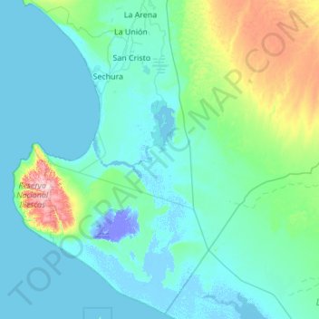 Provincia de Sechura topographic map, elevation, terrain
