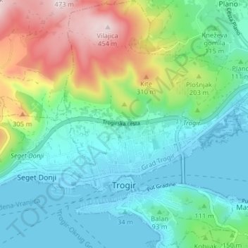 Trau topographic map, elevation, terrain