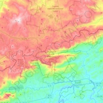 Mountain Bridge Wilderness Area topographic map, elevation, terrain