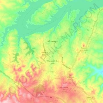 Lakeway topographic map, elevation, terrain