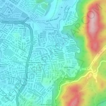 Kampung Ampang Indah topographic map, elevation, terrain