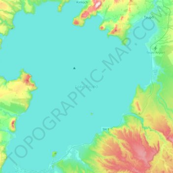 Lake Taupō topographic map, elevation, terrain