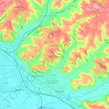 Le Mondot topographic map, elevation, terrain