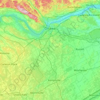 Ottawa topographic map, elevation, terrain
