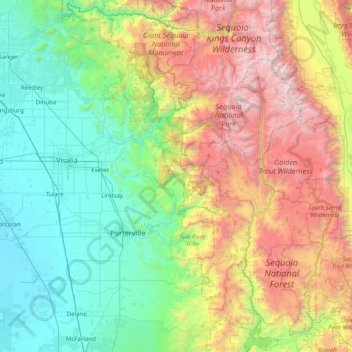 CAL Fire Tulare Unit topographic map, elevation, terrain