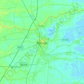 Rovigo topographic map, elevation, terrain