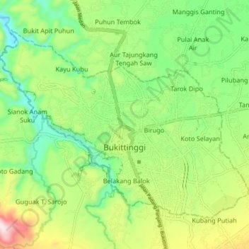 Bukittinggi topographic map, elevation, terrain