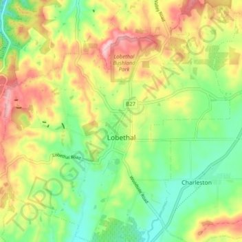 Lobethal topographic map, elevation, terrain