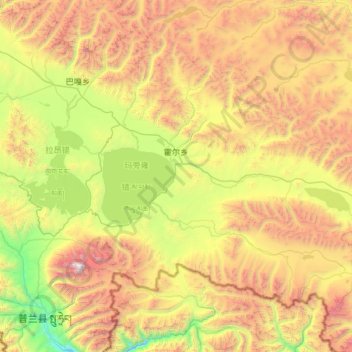 霍尔乡 topographic map, elevation, terrain