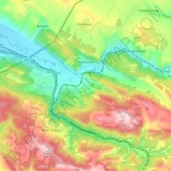 Kalotina topographic map, elevation, terrain