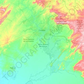 Cuiabá topographic map, elevation, terrain