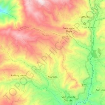 Asunción topographic map, elevation, terrain