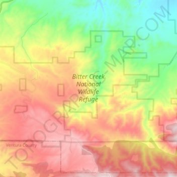 Bitter Creek National Wildlife Refuge topographic map, elevation, terrain