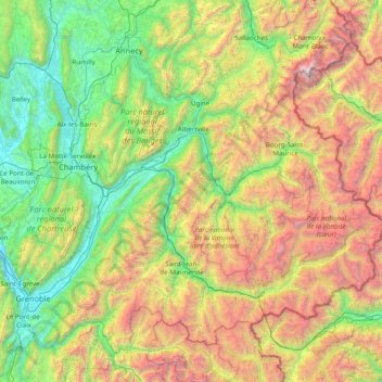 Savoie topographic map, elevation, terrain