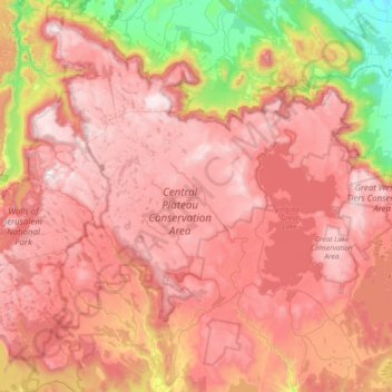 Central Plateau topographic map, elevation, terrain