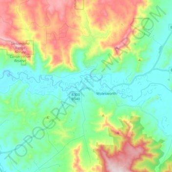 Molesworth topographic map, elevation, terrain