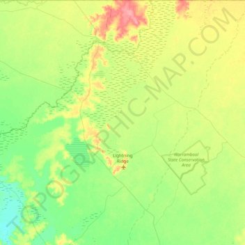 Lightning Ridge topographic map, elevation, terrain