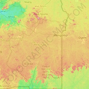 Wele-Nzas topographic map, elevation, terrain