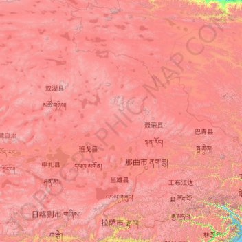 Lhasa topographic map, elevation, terrain