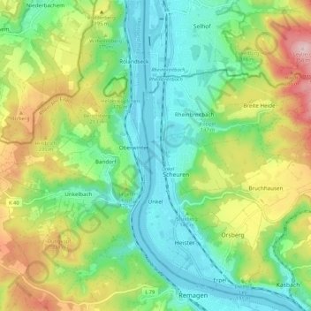 Unkel topographic map, elevation, terrain