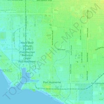 Port Hueneme topographic map, elevation, terrain