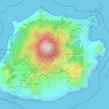 Saba topographic map, elevation, terrain