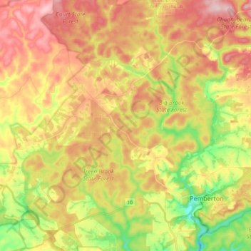 Channybearup topographic map, elevation, terrain