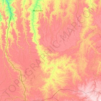 Sandoa topographic map, elevation, terrain