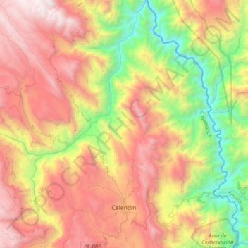 Celendín topographic map, elevation, terrain