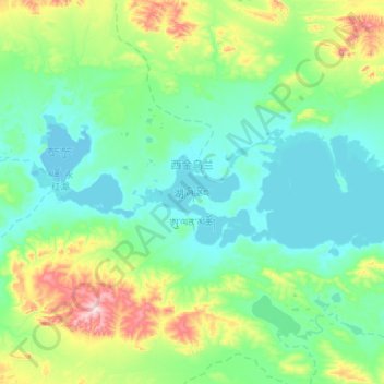 西金乌兰湖 topographic map, elevation, terrain