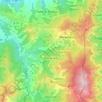 Gavignano topographic map, elevation, terrain