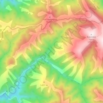 Drenak topographic map, elevation, terrain
