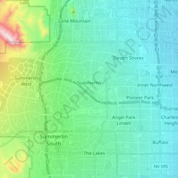 Summerlin topographic map, elevation, terrain